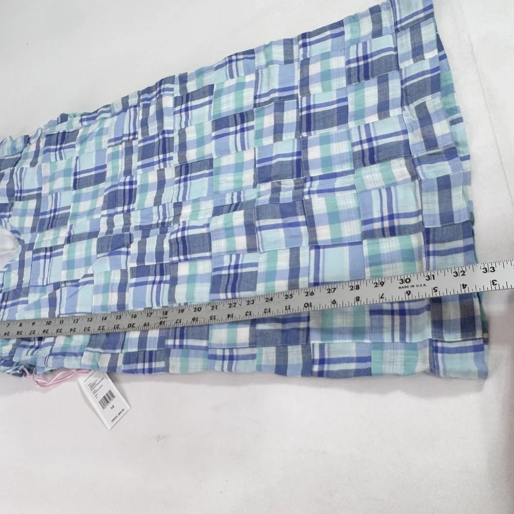 Vineyard Vines Dress Girls 14 Blue Patchwork Madras Flutter Sleeve Shift‎ Cotton